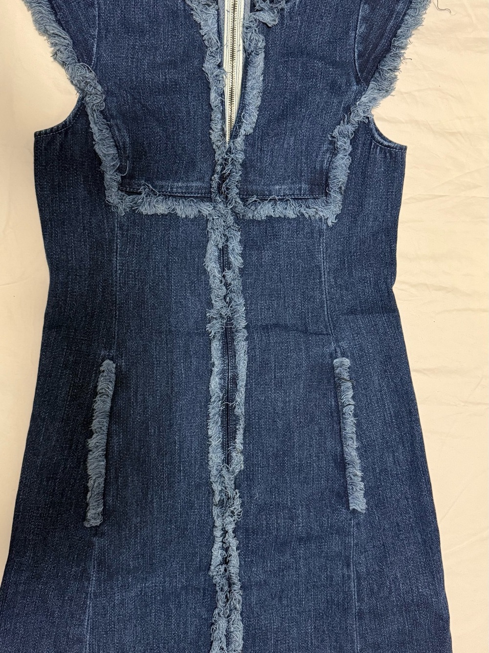 Ag Adriano Goldschmied Dark Blue Fringed Denim Dress